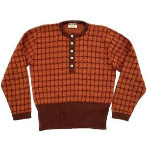 Vintage 80s Wintuk Revere Womens Rust Plaid Button Up Sweater Size L